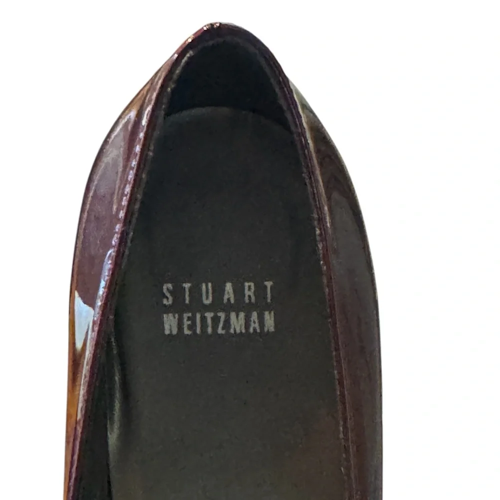 Womens, Stuart Weitzman Kitten Pump. Size: 8 1/2, Color: Rosewood (Burgundy) - Picture 7 of 8